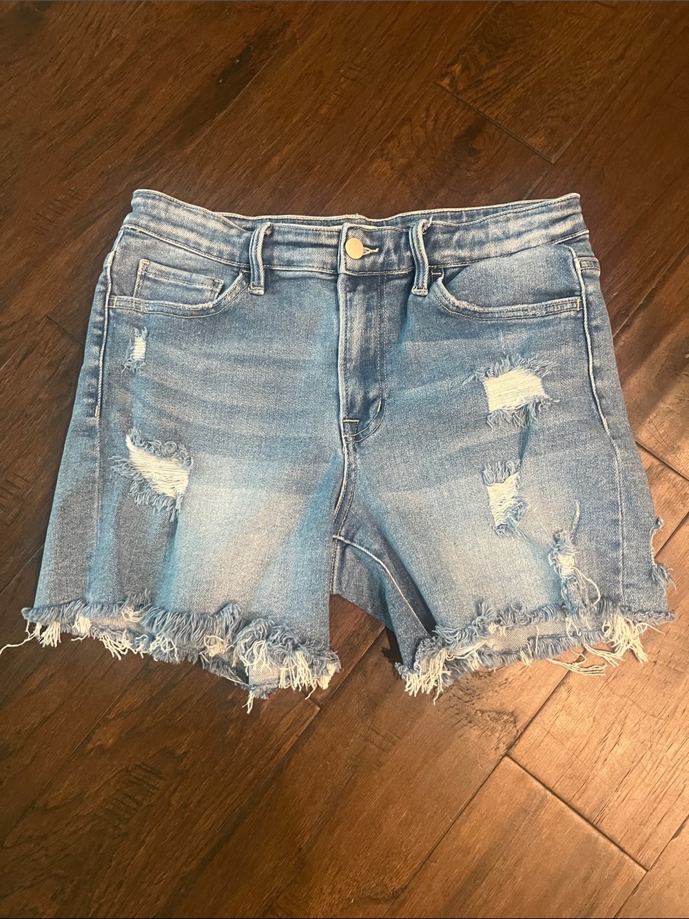 Altar'd State Light Blue Distressed Denim Large Jean Shorts